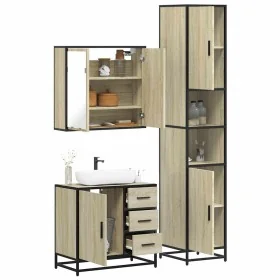 Set de muebles de baño 3 pzas madera contrachapada roble Sonoma von , Badezimmermöbel - Ref: Foro24-3301076, Preis: 304,99 €,...