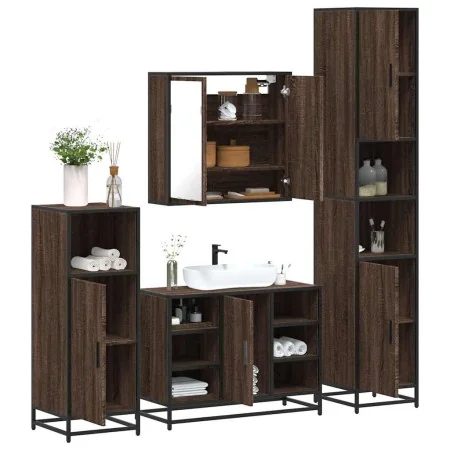Set de muebles baño 4 pzas madera contrachapada roble marrón by , Bathroom furniture - Ref: Foro24-3301214, Price: 380,94 €, ...