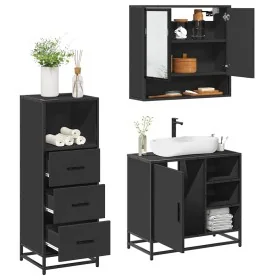 Juego de muebles de baño 3 pzas madera contrachapada negro von , Badezimmermöbel - Ref: Foro24-3301055, Preis: 240,16 €, Raba...