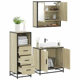 Set de muebles de baño 3 pzas madera contrachapada roble Sonoma von , Badezimmermöbel - Ref: Foro24-3301036, Preis: 209,96 €,...