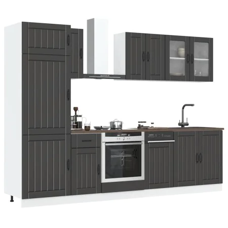 Mueble de cocina Kalmar negra 8 piezas madera contrachapada by , Kitchen cabinets - Ref: Foro24-3314802, Price: 601,04 €, Dis...