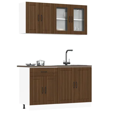 Mueble cocina Kalmar roble marrón 4 pzas madera contrachapada de , Armarios de cocina - Ref: Foro24-3314868, Precio: 295,63 €...