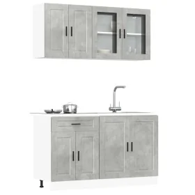 Mueble cocina Kalmar gris hormigón 4 pzas madera contrachapada by , Kitchen cabinets - Ref: Foro24-3314875, Price: 272,24 €, ...