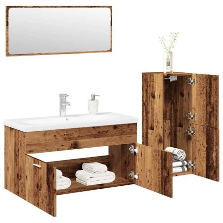 Juego de muebles de baño 4 piezas madera ingeniería envejecida by , Bathroom furniture - Ref: Foro24-3328601, Price: 288,54 €...
