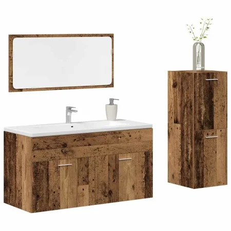 Juego de muebles de baño 3 piezas madera ingeniería envejecida by , Bathroom furniture - Ref: Foro24-3328593, Price: 124,18 €...