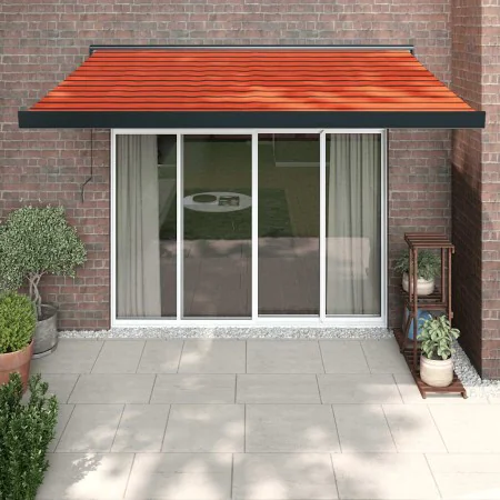 Toldo retráctil aluminio y tela naranja y marrón 3x2,5 m de , Toldos - Ref: Foro24-3154616, Precio: 535,91 €, Descuento: %