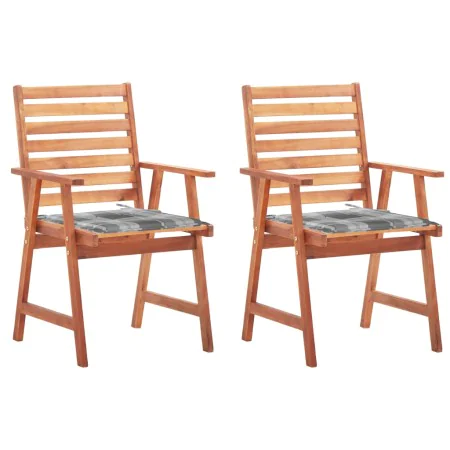 Sillas comedor de jardín 2 uds madera maciza acacia y cojines de , Sillas de jardín - Ref: Foro24-3064334, Precio: 160,00 €, ...