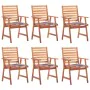 Sillas comedor de jardín y cojines 6 uds madera maciza acacia de , Sillas de jardín - Ref: Foro24-3078360, Precio: 397,92 €, ...