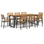 Juego de comedor de jardín 9 pzas madera maciza acacia y metal de , Conjuntos de jardín - Ref: Foro24-3155413, Precio: 890,64...