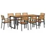 Juego de comedor de jardín 9 pzas madera maciza acacia y metal de , Conjuntos de jardín - Ref: Foro24-3155413, Precio: 890,64...
