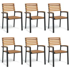 Sillas de jardín apilables 6 uds madera maciza acacia y metal de , Sillas de jardín - Ref: Foro24-3155426, Precio: 462,92 €, ...