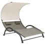 Tumbona doble con toldo textilene taupe by , Loungers - Ref: Foro24-310545, Price: 250,57 €, Discount: %