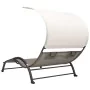 Tumbona doble con toldo textilene taupe by , Loungers - Ref: Foro24-310545, Price: 250,57 €, Discount: %