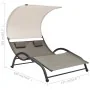 Tumbona doble con toldo textilene taupe by , Loungers - Ref: Foro24-310545, Price: 250,57 €, Discount: %