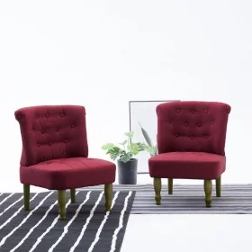 Sillones de estilo francés 2 unidades de tela color vino tinto by , Armchairs - Ref: Foro24-282137, Price: 229,11 €, Discount: %