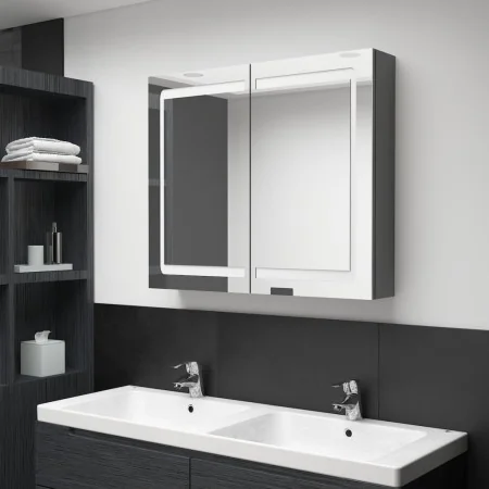 Armario de baño con espejo y LED gris 80x12x68 cm by , bathroom vanities - Ref: Foro24-326513, Price: 187,15 €, Discount: %