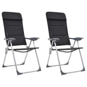 Sillas de camping de aluminio 2 unidades negras 58x69x111 cm by , camping furniture - Ref: Foro24-44313, Price: 144,74 €, Dis...