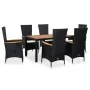 Set comedor de jardín 7 piezas ratán sintético y madera negro von , Gartensets - Ref: Foro24-47681, Preis: 724,73 €, Rabatt: %
