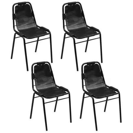 Sillas de comedor 4 unidades cuero auténtico negro de , Sillas de comedor - Ref: Foro24-274393, Precio: 419,02 €, Descuento: %