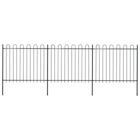 Valla de jardín con puntas de aro acero negro 5,1x1,5 m by , fence panels - Ref: Foro24-277676, Price: 231,49 €, Discount: %