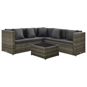 Set de muebles de jardín 4 pzas y cojines ratán sintético gris by , Garden sets - Ref: Foro24-313131, Price: 593,60 €, Discou...