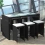 Mesa y sillas bar de jardín 7 pzas y cojines poli ratán negro de , Conjuntos de jardín - Ref: Foro24-41837, Precio: 573,95 €,...