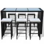 Mesa y sillas bar de jardín 7 pzas y cojines poli ratán negro de , Conjuntos de jardín - Ref: Foro24-41837, Precio: 573,95 €,...