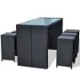 Mesa y sillas bar de jardín 7 pzas y cojines poli ratán negro de , Conjuntos de jardín - Ref: Foro24-41837, Precio: 573,95 €,...