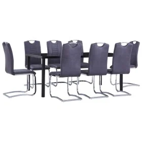 Juego de comedor 9 piezas piel de ante artificial gris by , Furniture sets for kitchens and dining rooms - Ref: Foro24-305312...