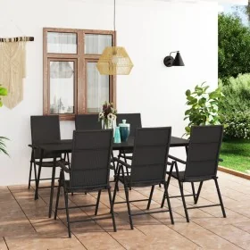 Juego de comedor para jardín 7 piezas negro by , Garden sets - Ref: Foro24-3060068, Price: 559,77 €, Discount: %