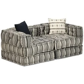 Puf modular de 2 plazas de tela de rayas grises von , Kissen für Stühle und Sofas - Ref: Foro24-244978, Preis: 495,20 €, Raba...