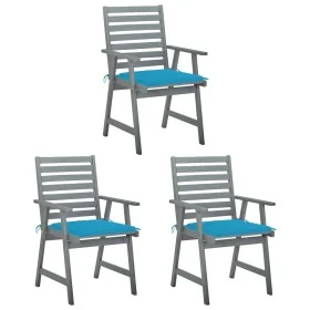 Sillas comedor de jardín 3 uds madera maciza acacia y cojines by , Garden chairs - Ref: Foro24-3064432, Price: 277,47 €, Disc...