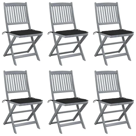 Sillas de jardín plegables 6 uds cojines madera maciza acacia de , Sillas de jardín - Ref: Foro24-3065441, Precio: 327,32 €, ...