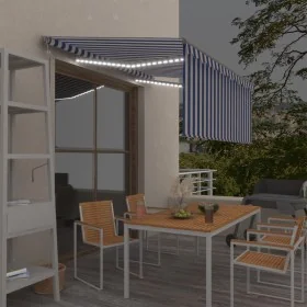 Toldo automático persiana LED sensor viento azul blanco 3x2,5m von , Markisen - Ref: Foro24-3069391, Preis: 488,15 €, Rabatt: %