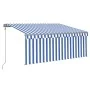 Toldo automático persiana LED sensor viento azul blanco 3x2,5m by , Awnings - Ref: Foro24-3069391, Price: 488,15 €, Discount: %