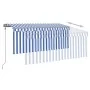 Toldo automático persiana LED sensor viento azul blanco 3x2,5m by , Awnings - Ref: Foro24-3069391, Price: 488,15 €, Discount: %