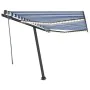 Toldo automático LED sensor de viento azul y blanco 300x250 cm by , Awnings - Ref: Foro24-3069711, Price: 562,20 €, Discount: %