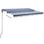 Toldo automático LED sensor de viento azul y blanco 300x250 cm by , Awnings - Ref: Foro24-3069711, Price: 562,20 €, Discount: %