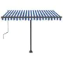 Toldo automático LED sensor de viento azul y blanco 300x250 cm by , Awnings - Ref: Foro24-3069711, Price: 562,20 €, Discount: %