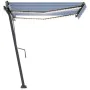 Toldo automático LED sensor de viento azul y blanco 300x250 cm by , Awnings - Ref: Foro24-3069711, Price: 562,20 €, Discount: %