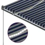 Toldo automático LED sensor de viento azul y blanco 300x250 cm by , Awnings - Ref: Foro24-3069711, Price: 562,20 €, Discount: %