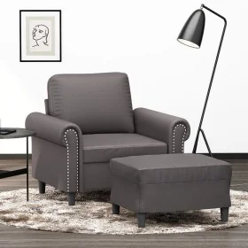 Sillón con taburete cuero sintético gris 60 cm by , Sofas - Ref: Foro24-3201202, Price: 202,18 €, Discount: %