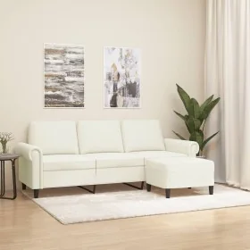 Sofá de 3 plazas con taburete de terciopelo crema 180 cm by , Sofas - Ref: Foro24-3201223, Price: 359,12 €, Discount: %