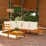 Set muebles de jardín 4 pzas cojines crema madera de acacia de , Conjuntos de jardín - Ref: Foro24-3087276, Precio: 584,47 €,...