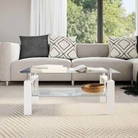 Mesa de centro vidrio templado blanco transparente 95x55x40 cm by , Coffee table - Ref: Foro24-330304, Price: 156,43 €, Disco...