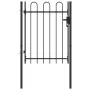 Cancela de valla con una puerta y arcos acero negro 1x1,2 m by , garden gates - Ref: Foro24-146030, Price: 132,65 €, Discount: %