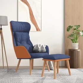 Sillón de relax con taburete tela y cuero sintético azul by , Armchairs - Ref: Foro24-3097765, Price: 138,24 €, Discount: %