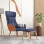 Sillón de relax con taburete tela y cuero sintético azul by , Armchairs - Ref: Foro24-3097765, Price: 138,24 €, Discount: %
