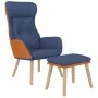 Sillón de relax con taburete tela y cuero sintético azul by , Armchairs - Ref: Foro24-3097765, Price: 138,24 €, Discount: %