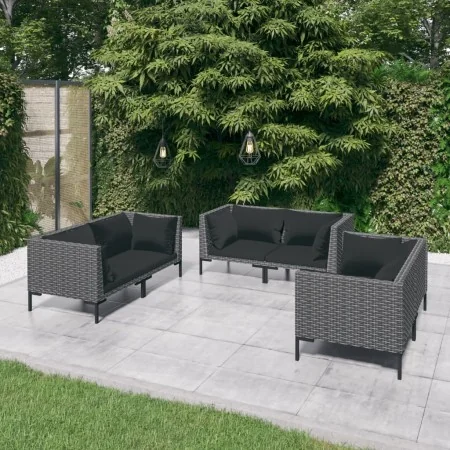 Sofás de jardín 6 piezas y cojines ratán sintético gris oscuro by , Garden sets - Ref: Foro24-3099830, Price: 599,85 €, Disco...